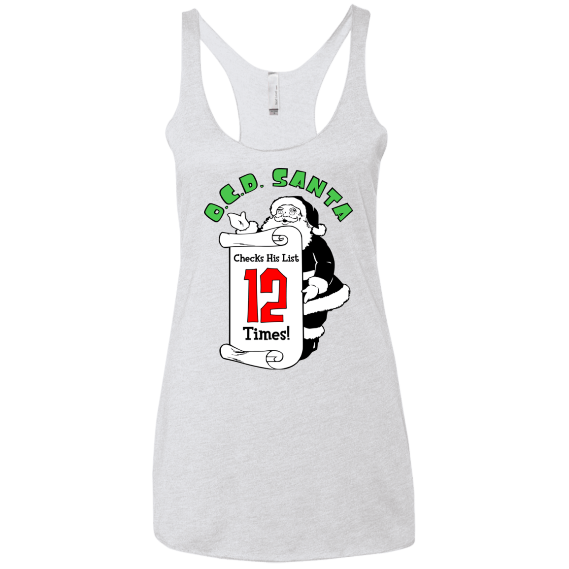 T-Shirts Heather White / X-Small OCD Santa Women's Triblend Racerback Tank