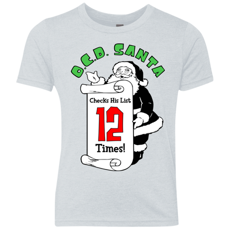 T-Shirts Heather White / YXS OCD Santa Youth Triblend T-Shirt