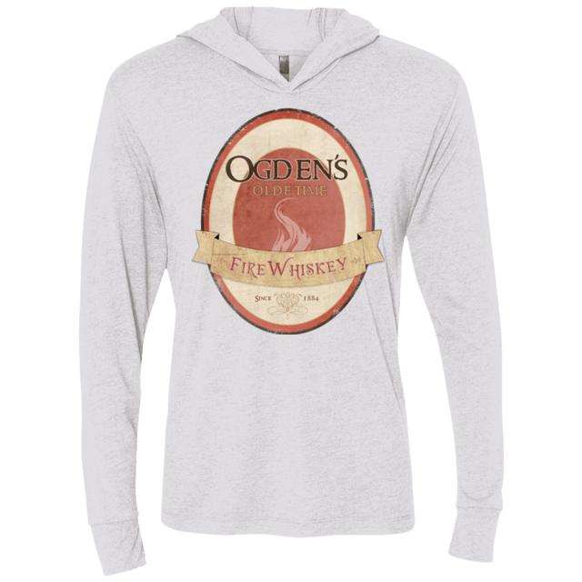 T-Shirts Heather White / X-Small Ogdens Fire Whiskey Triblend Long Sleeve Hoodie Tee