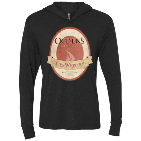 T-Shirts Vintage Black / X-Small Ogdens Fire Whiskey Triblend Long Sleeve Hoodie Tee