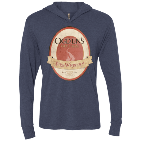 T-Shirts Vintage Navy / X-Small Ogdens Fire Whiskey Triblend Long Sleeve Hoodie Tee