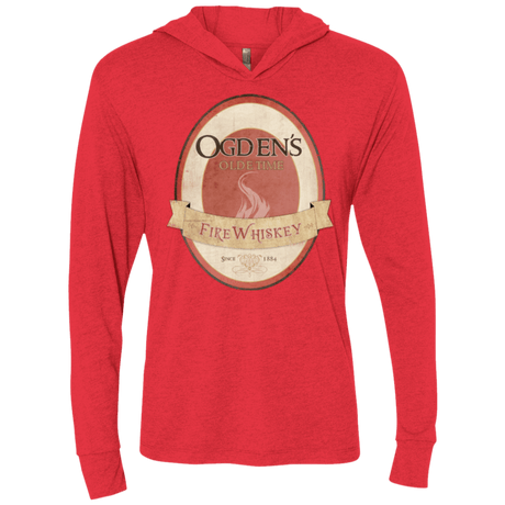 T-Shirts Vintage Red / X-Small Ogdens Fire Whiskey Triblend Long Sleeve Hoodie Tee