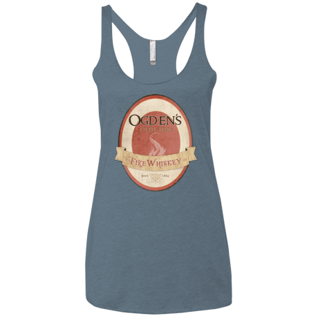 T-Shirts Indigo / X-Small Ogdens Fire Whiskey Women's Triblend Racerback Tank