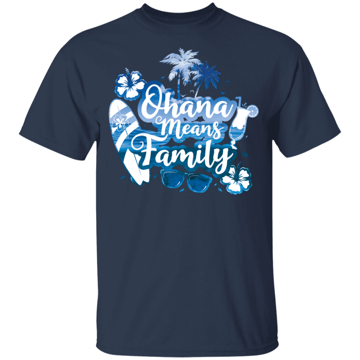 T-Shirts Navy / YXS Ohana Means Family Youth T-Shirt