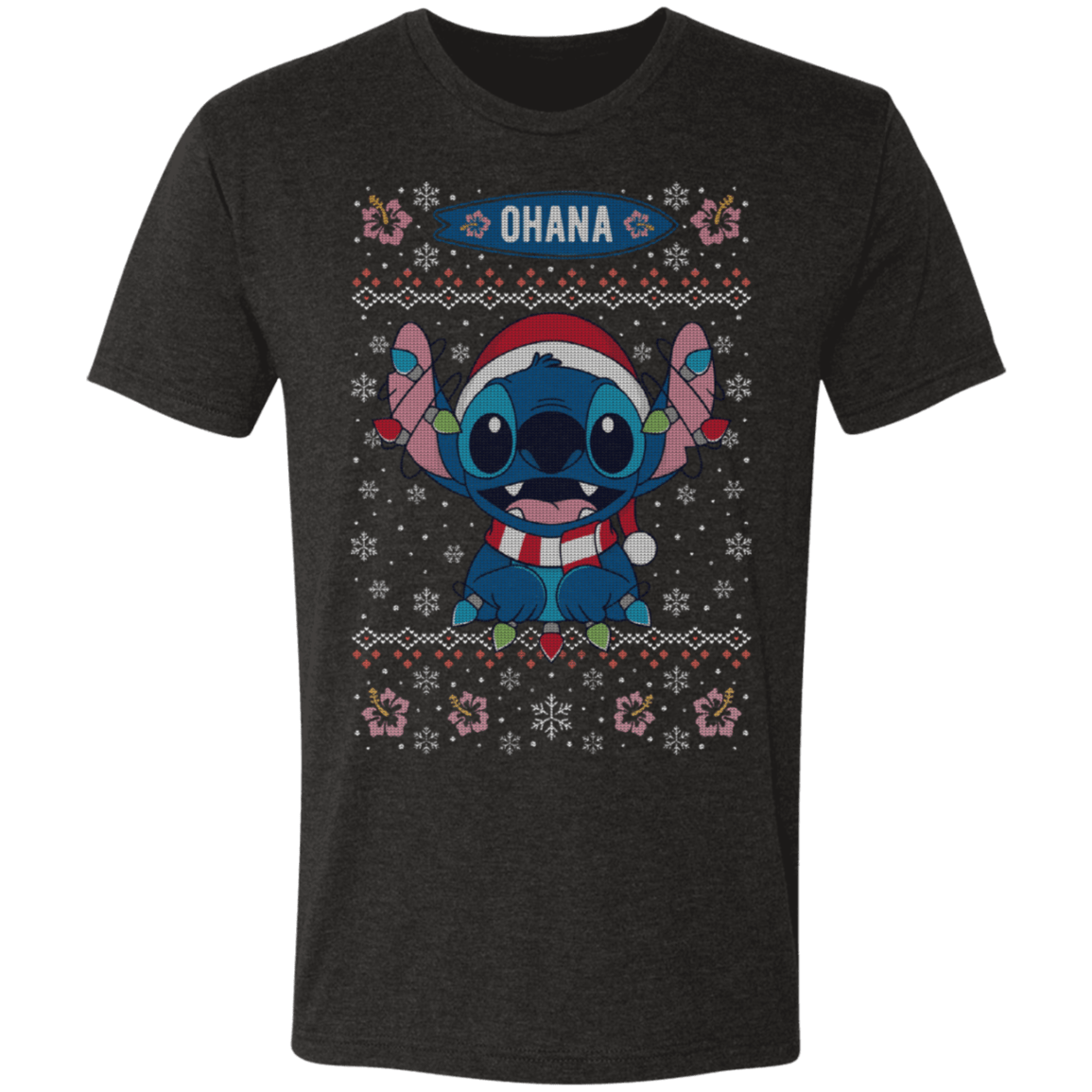 T-Shirts Vintage Black / S Ohana Ugly Christmas Men's Triblend T-Shirt