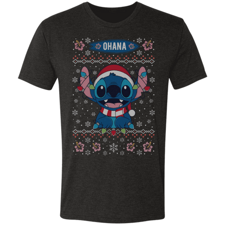 T-Shirts Vintage Black / S Ohana Ugly Christmas Men's Triblend T-Shirt