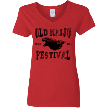 T-Shirts Red / S Old Kaiju Festival Women's V-Neck T-Shirt