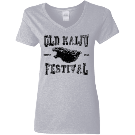 T-Shirts Sport Grey / S Old Kaiju Festival Women's V-Neck T-Shirt