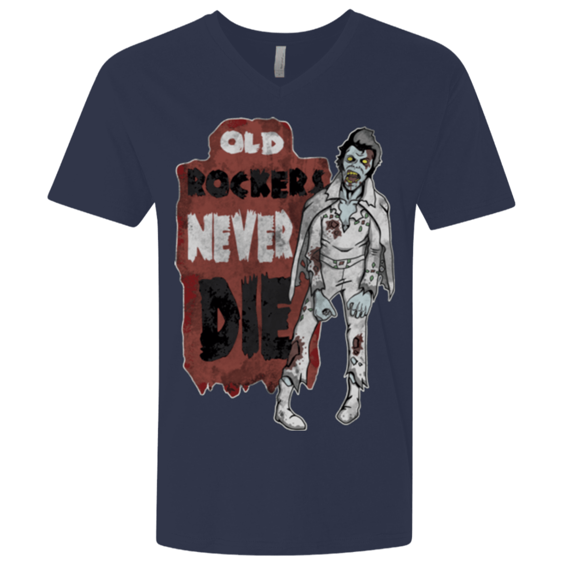 T-Shirts Midnight Navy / X-Small Old Rockers Never Die Men's Premium V-Neck