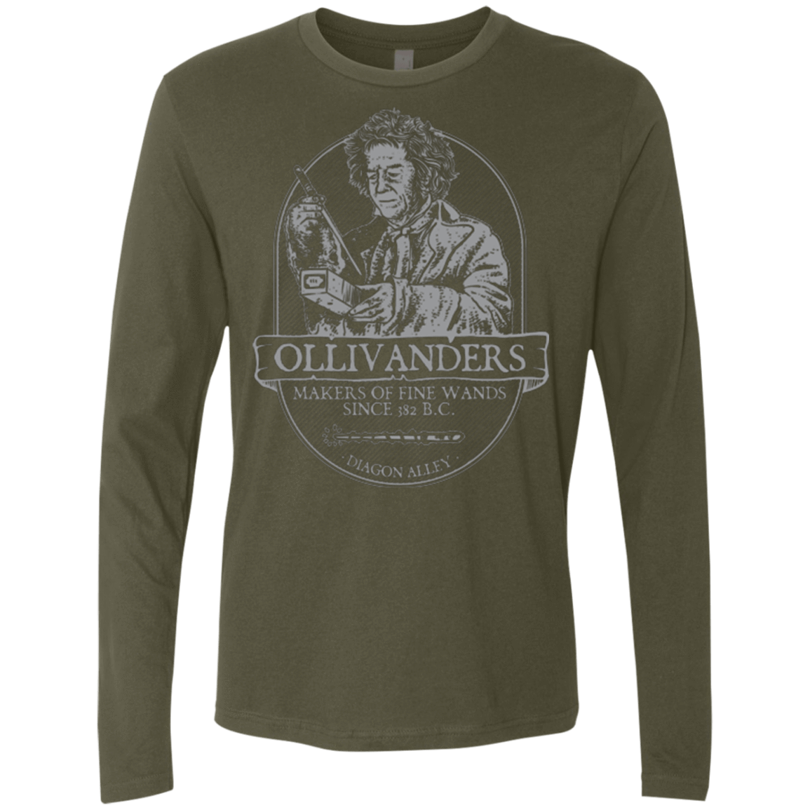 T-Shirts Military Green / Small Ollivanders Fine Wands Men's Premium Long Sleeve