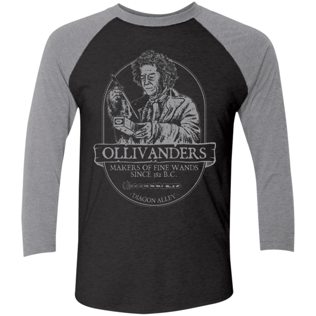 T-Shirts Vintage Black/Premium Heather / X-Small Ollivanders Fine Wands Men's Triblend 3/4 Sleeve