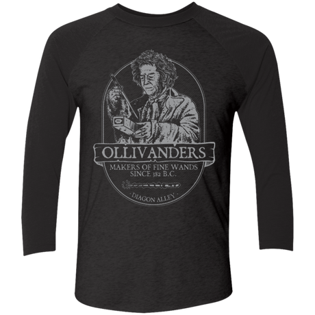 T-Shirts Vintage Black/Vintage Black / X-Small Ollivanders Fine Wands Men's Triblend 3/4 Sleeve