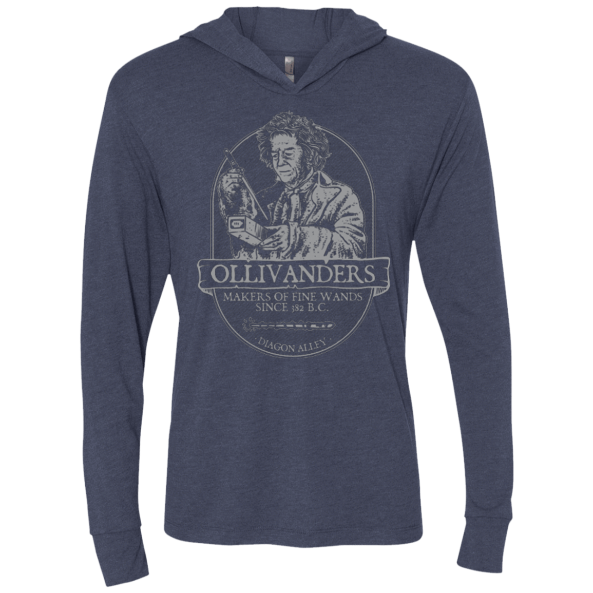 T-Shirts Vintage Navy / X-Small Ollivanders Fine Wands Triblend Long Sleeve Hoodie Tee