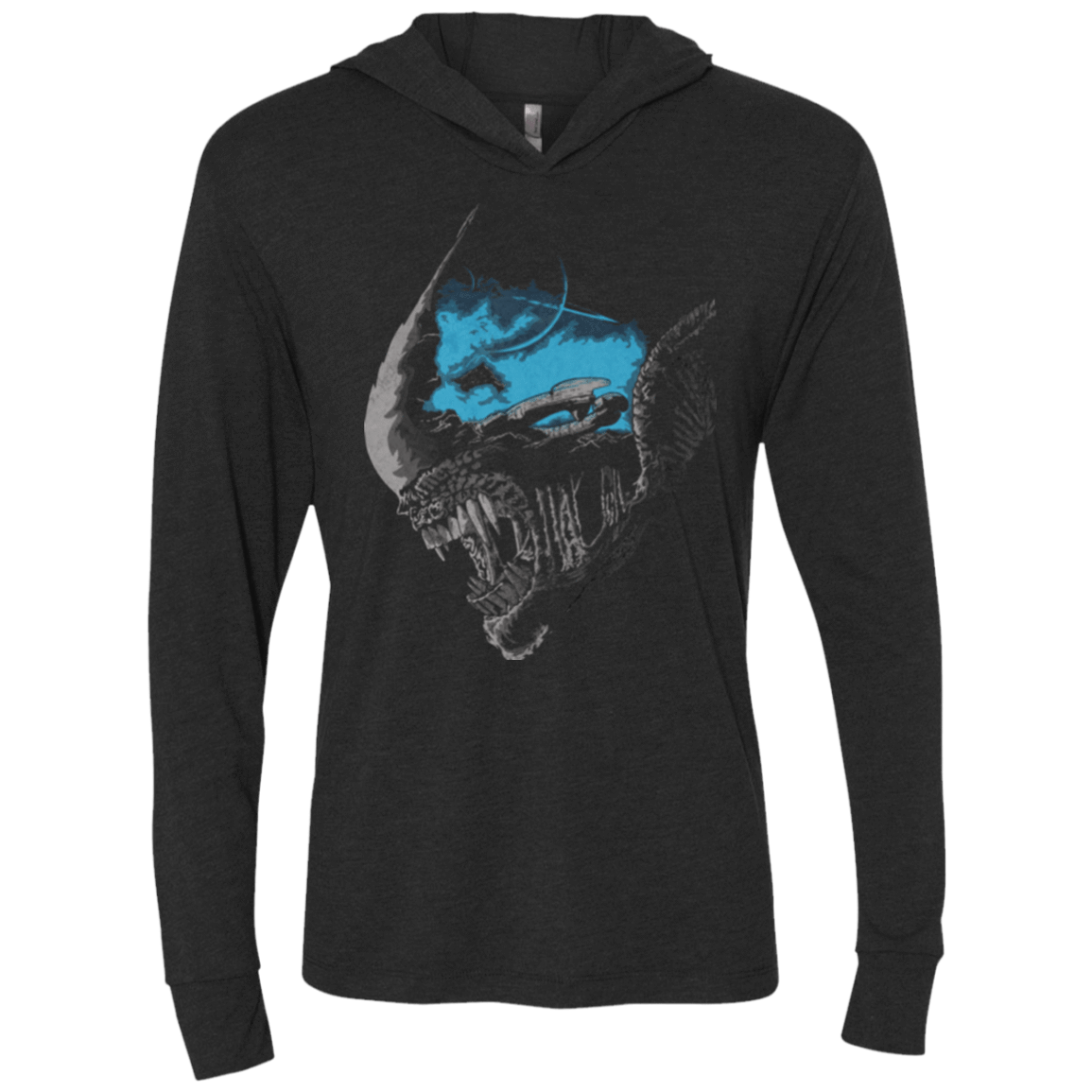 T-Shirts Vintage Black / X-Small On a Dark Moon Triblend Long Sleeve Hoodie Tee