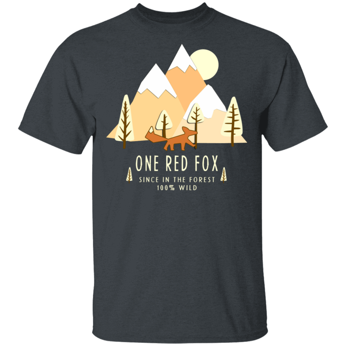 T-Shirts Dark Heather / S One Red Fox In The Forest T-Shirt