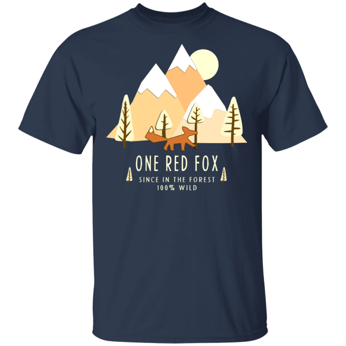 T-Shirts Navy / S One Red Fox In The Forest T-Shirt