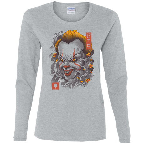 T-Shirts Sport Grey / S Oni Clown Mask Women's Long Sleeve T-Shirt