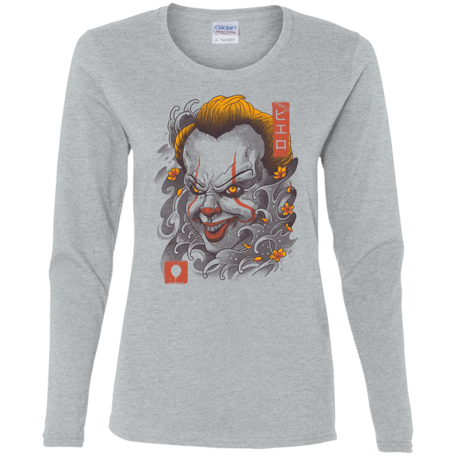 T-Shirts Sport Grey / S Oni Clown Mask Women's Long Sleeve T-Shirt