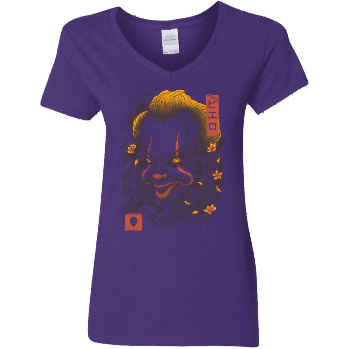 T-Shirts Purple / S Oni Clown Mask Women's V-Neck T-Shirt