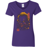 T-Shirts Purple / S Oni Clown Mask Women's V-Neck T-Shirt