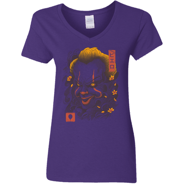 T-Shirts Purple / S Oni Clown Mask Women's V-Neck T-Shirt