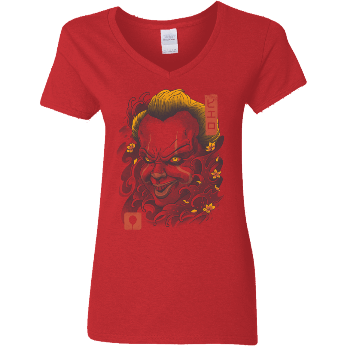 T-Shirts Red / S Oni Clown Mask Women's V-Neck T-Shirt