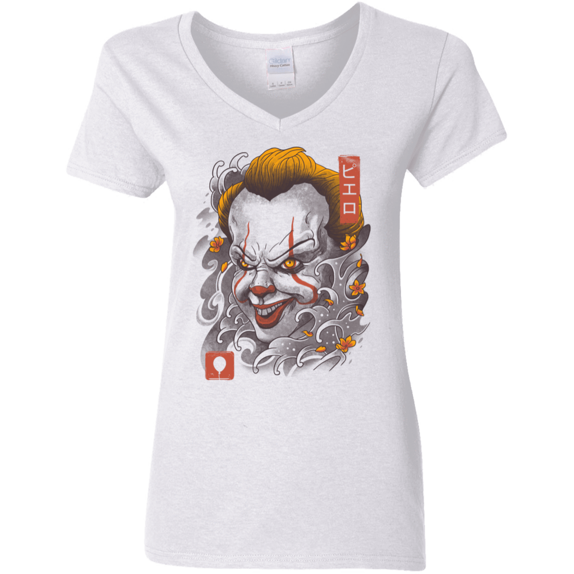 T-Shirts White / S Oni Clown Mask Women's V-Neck T-Shirt