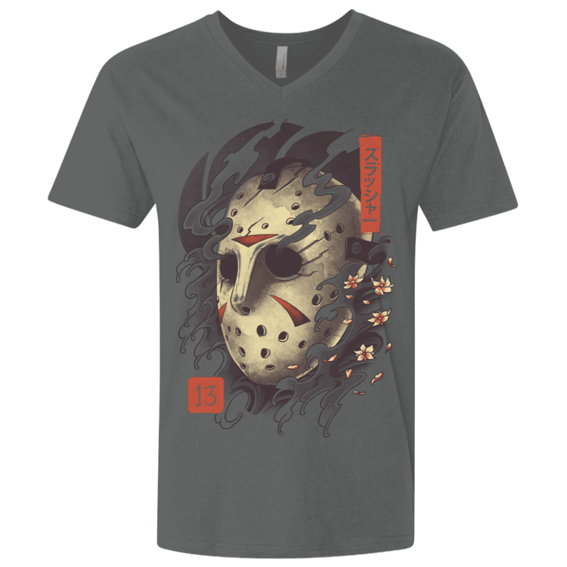 T-Shirts Heavy Metal / X-Small Oni Jason Mask Men's Premium V-Neck