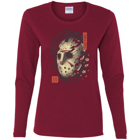 T-Shirts Cardinal / S Oni Jason Mask Women's Long Sleeve T-Shirt