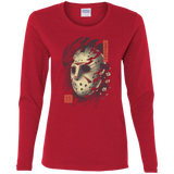 T-Shirts Red / S Oni Jason Mask Women's Long Sleeve T-Shirt