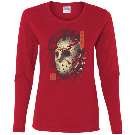 T-Shirts Red / S Oni Jason Mask Women's Long Sleeve T-Shirt