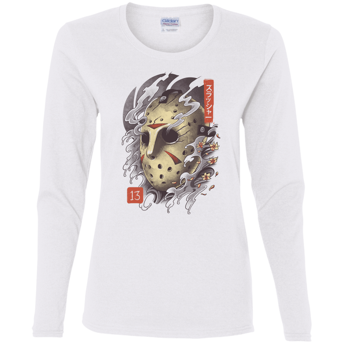 T-Shirts White / S Oni Jason Mask Women's Long Sleeve T-Shirt
