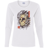 T-Shirts White / S Oni Jason Mask Women's Long Sleeve T-Shirt