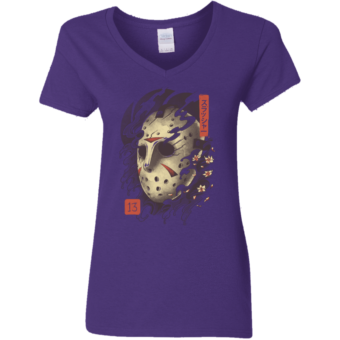 T-Shirts Purple / S Oni Jason Mask Women's V-Neck T-Shirt