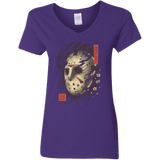 T-Shirts Purple / S Oni Jason Mask Women's V-Neck T-Shirt