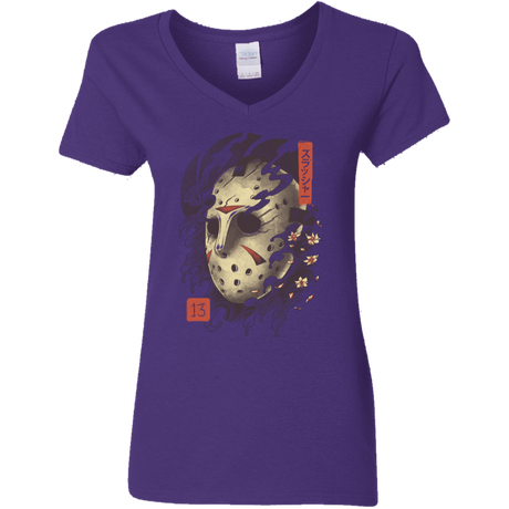 T-Shirts Purple / S Oni Jason Mask Women's V-Neck T-Shirt