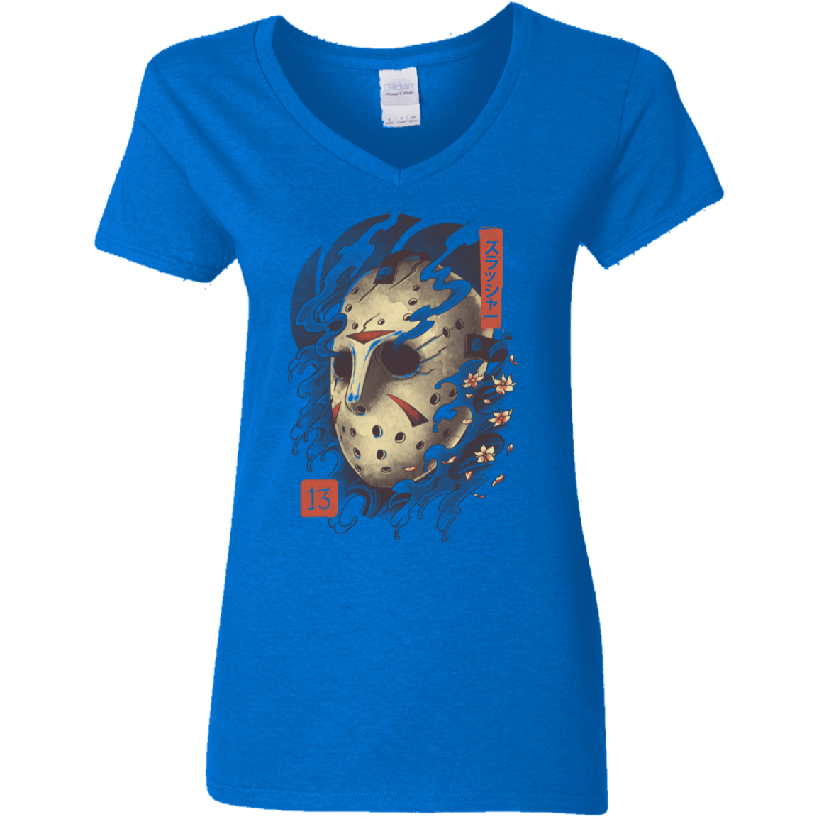 T-Shirts Royal / S Oni Jason Mask Women's V-Neck T-Shirt