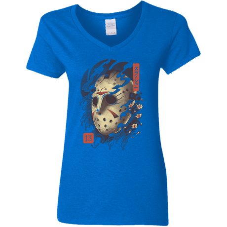 T-Shirts Royal / S Oni Jason Mask Women's V-Neck T-Shirt