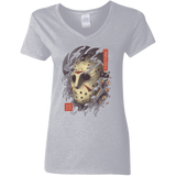 T-Shirts Sport Grey / S Oni Jason Mask Women's V-Neck T-Shirt