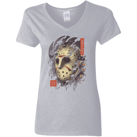 T-Shirts Sport Grey / S Oni Jason Mask Women's V-Neck T-Shirt