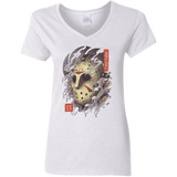 T-Shirts White / S Oni Jason Mask Women's V-Neck T-Shirt