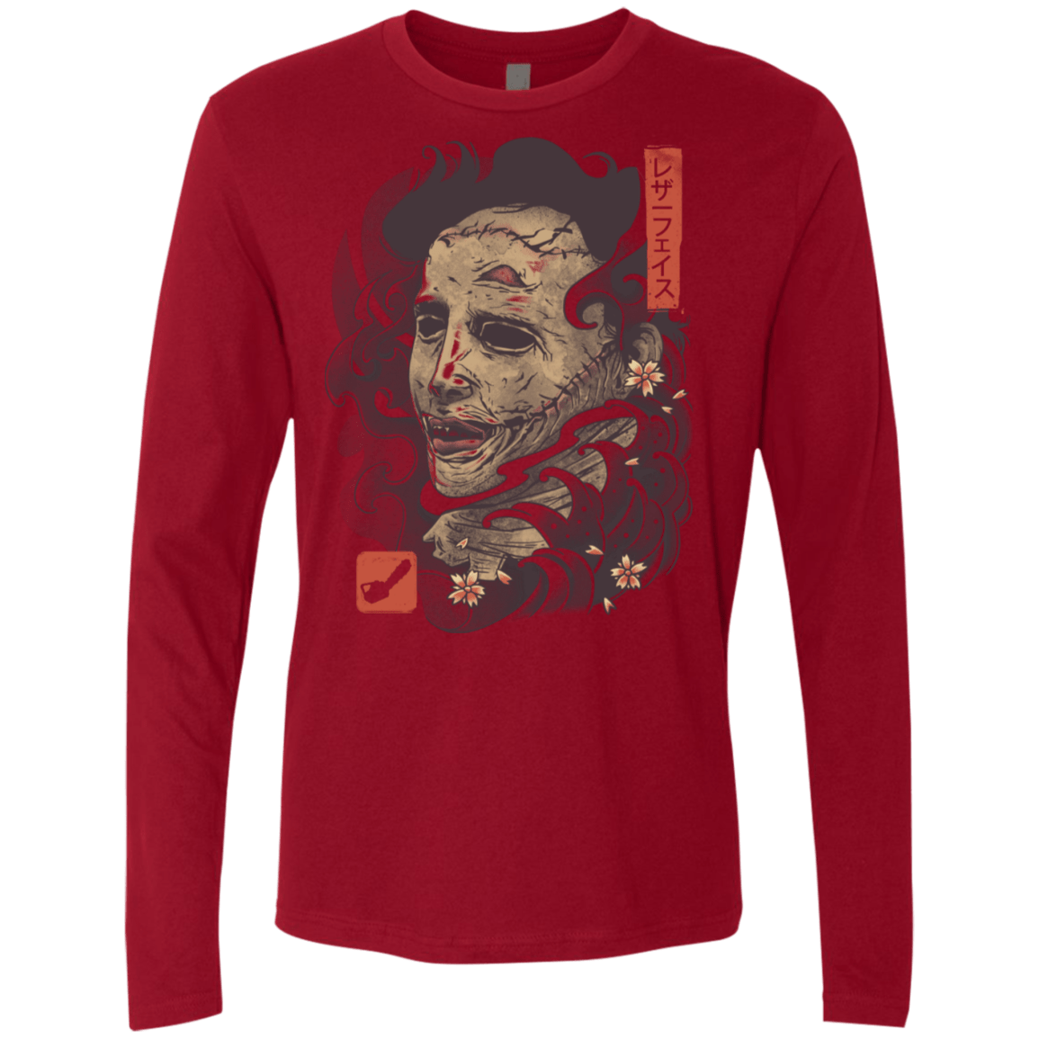 T-Shirts Cardinal / S Oni Leather Mask Men's Premium Long Sleeve