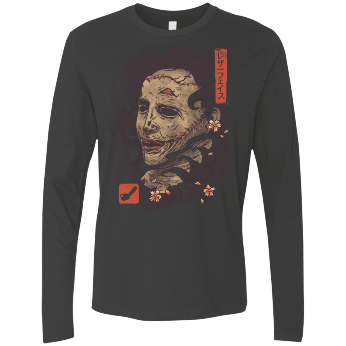 T-Shirts Heavy Metal / S Oni Leather Mask Men's Premium Long Sleeve