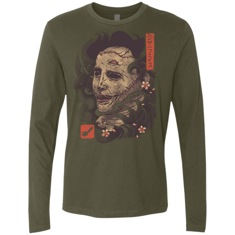 T-Shirts Military Green / S Oni Leather Mask Men's Premium Long Sleeve