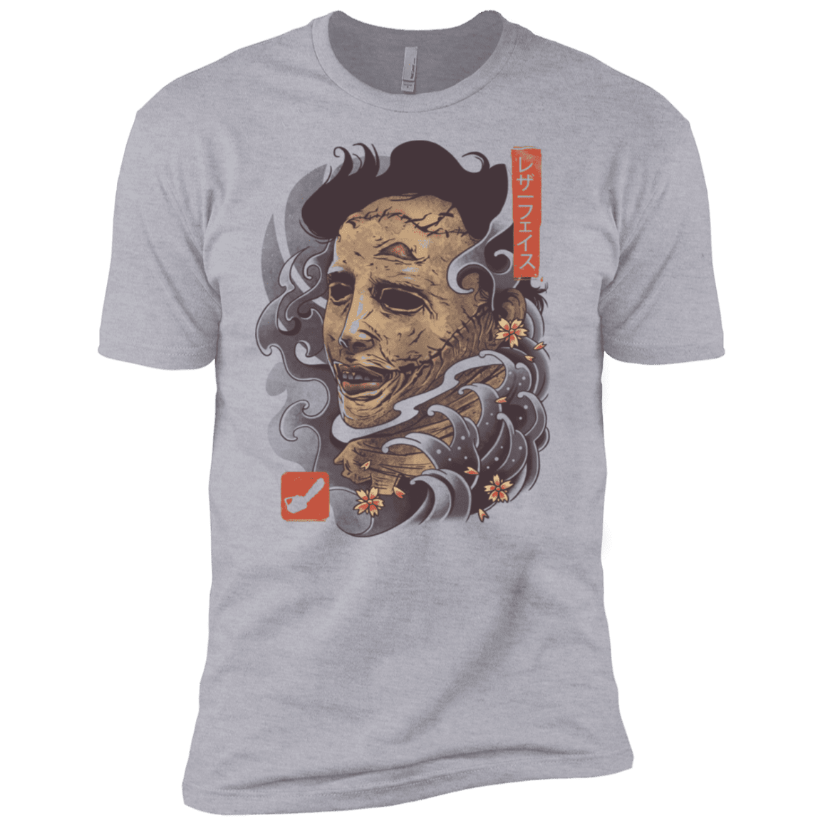 T-Shirts Heather Grey / X-Small Oni Leather Mask Men's Premium T-Shirt