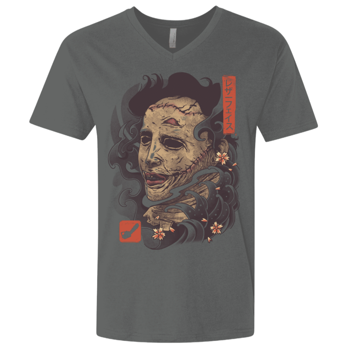 T-Shirts Heavy Metal / X-Small Oni Leather Mask Men's Premium V-Neck