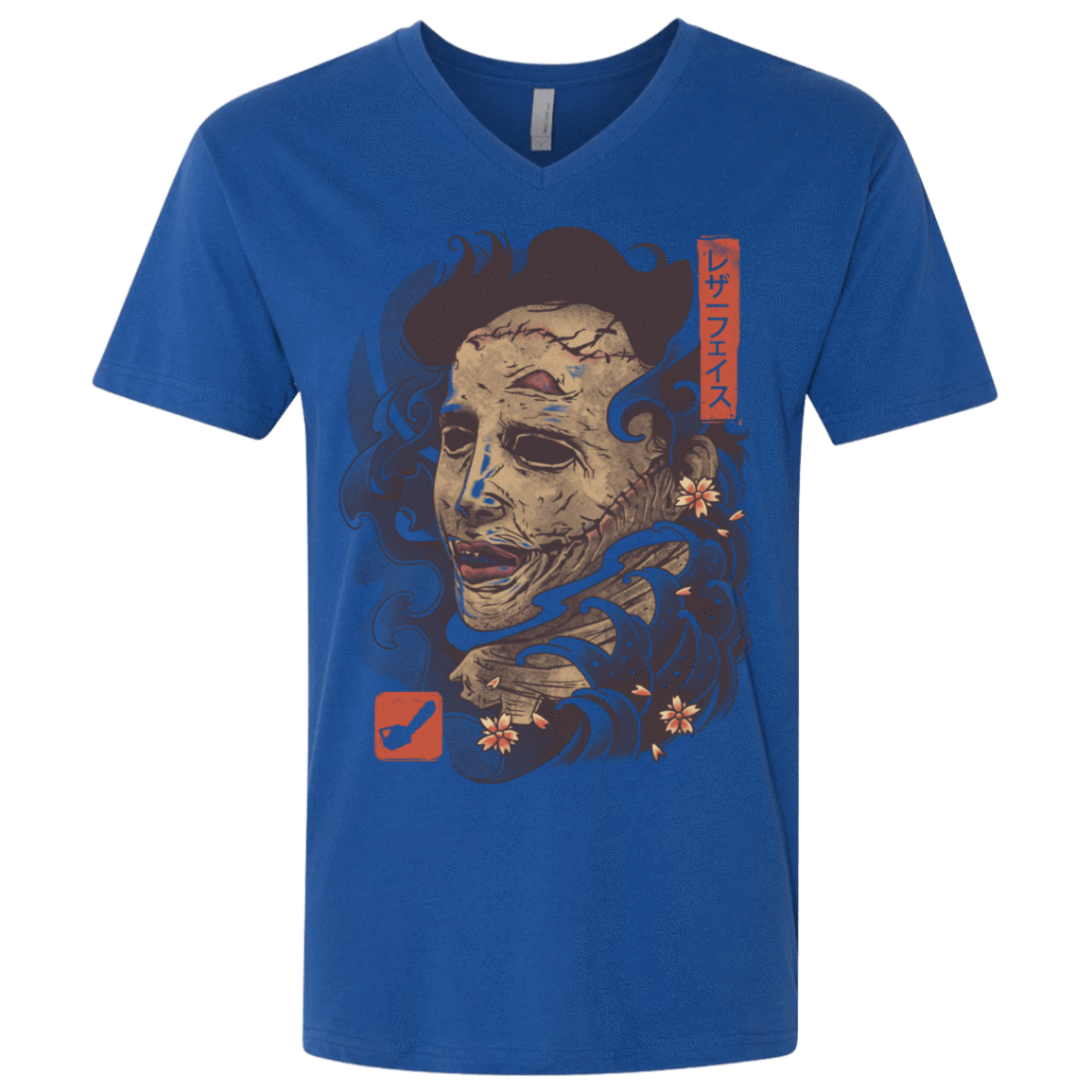 T-Shirts Royal / X-Small Oni Leather Mask Men's Premium V-Neck
