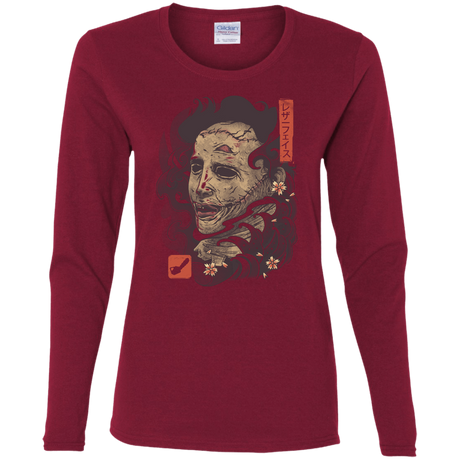 T-Shirts Cardinal / S Oni Leather Mask Women's Long Sleeve T-Shirt