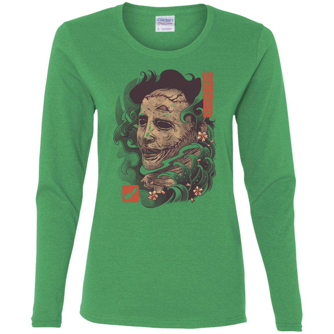 T-Shirts Irish Green / S Oni Leather Mask Women's Long Sleeve T-Shirt