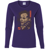 T-Shirts Purple / S Oni Leather Mask Women's Long Sleeve T-Shirt